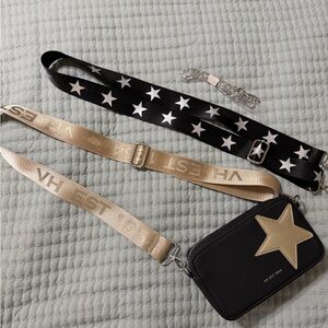 Vintage Havana Star Crossbody Purse with Three Straps